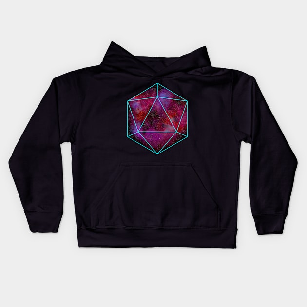 Red Nebula D20 Kids Hoodie by Vivid Chaos